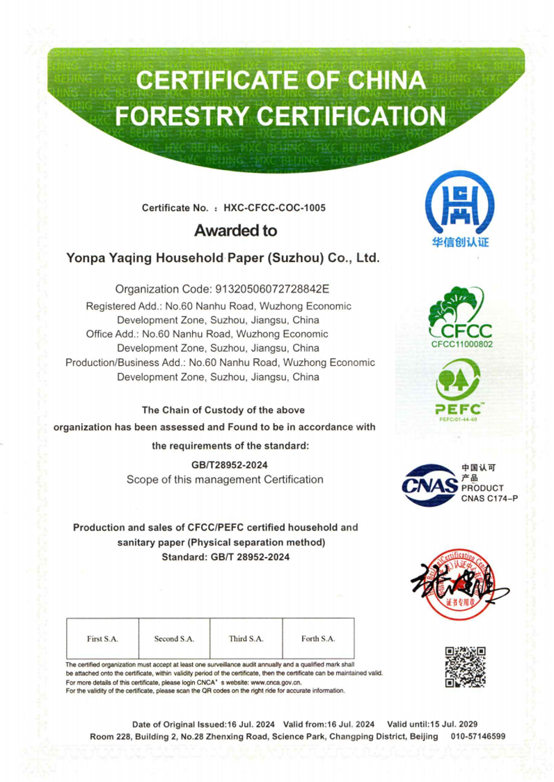 Certificate of China Forestry certification by 2029